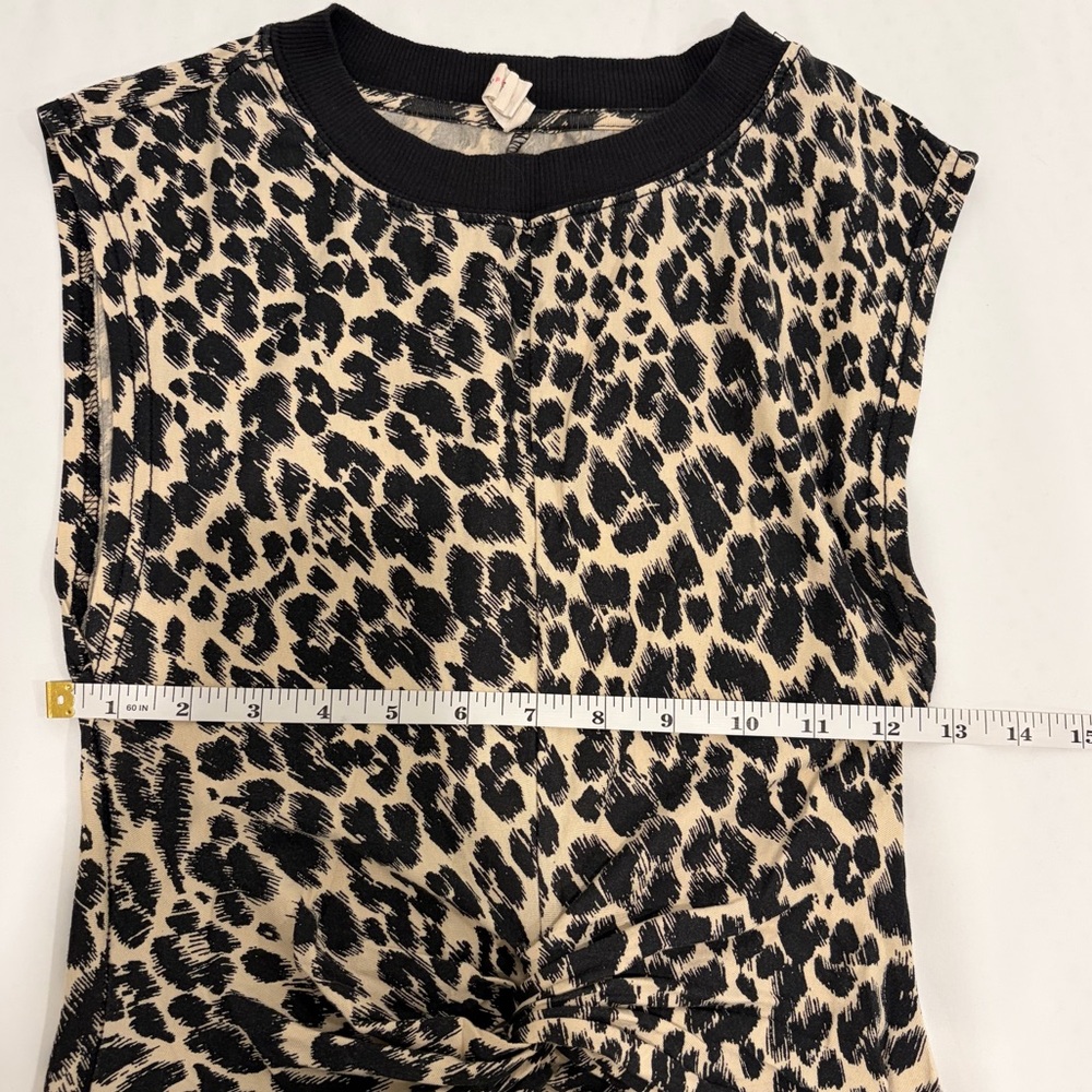 Anthropologie Daily Practice Twist-Front Mini Dress Cheetah in Size XSP petite - Picture 11 of 12